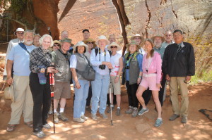 Arizona tour group to V bar V petroglyph 041414